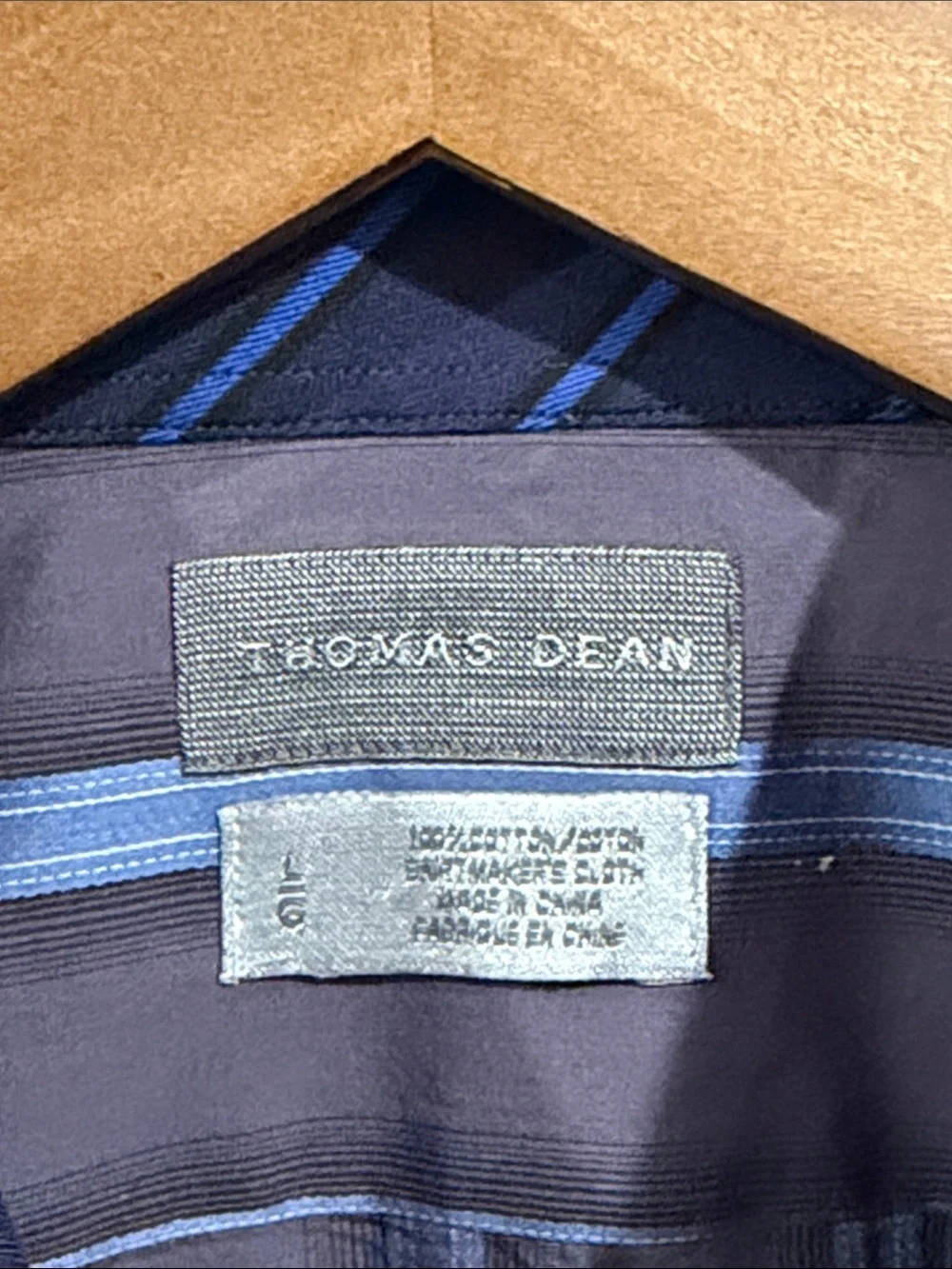 Thomas Dean Men's Long Sleeve Woven Dress Shirt – Size Large (L/G) – Gray & Blue